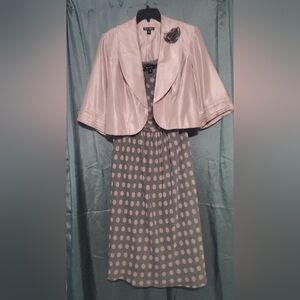 Dana Kay Blush/Grey Polka-dot Dress & Jacket sz 16W